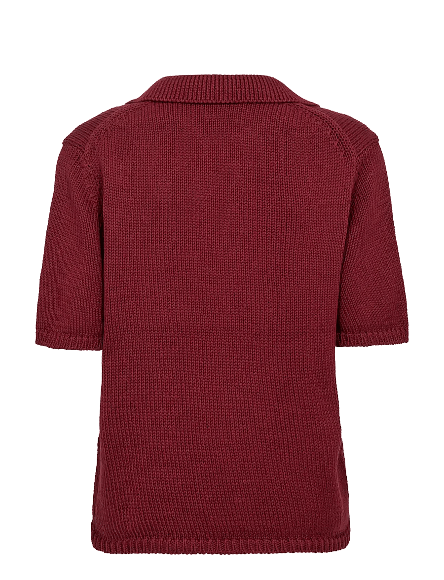 MOS MOSH - MMArin SS Collar Cotton Knit - jumpers - cabernet - 1