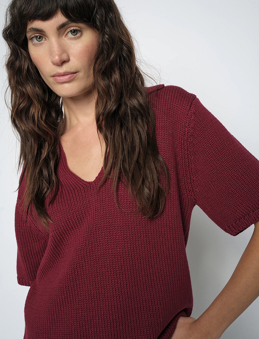 MOS MOSH - MMArin SS Collar Cotton Knit - peysur - cabernet - 3