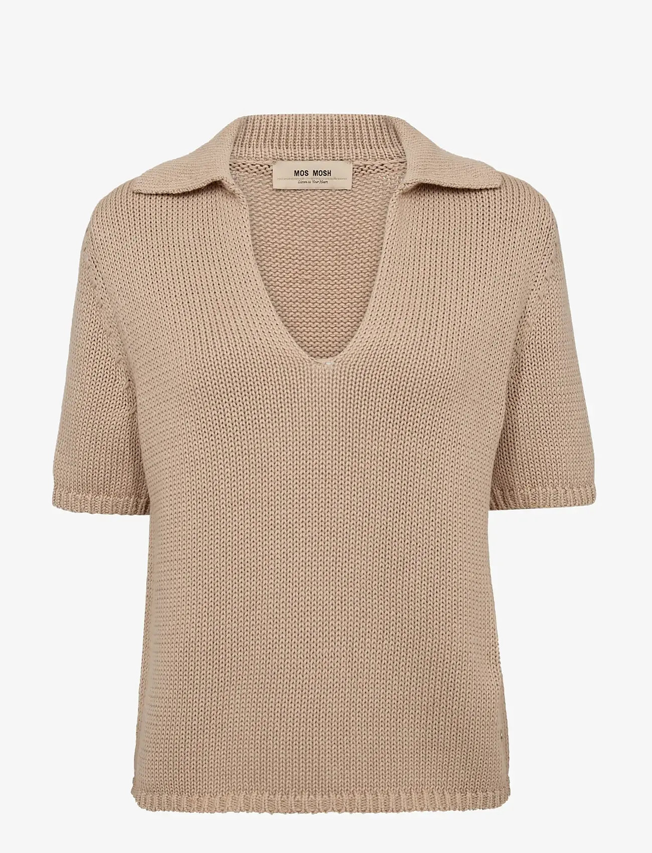 MOS MOSH - MMArin SS Collar Cotton Knit - jumpers - doeskin - 1