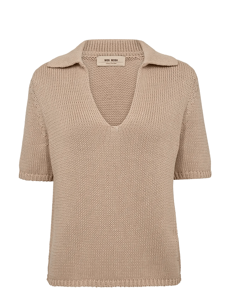 MOS MOSH - MMArin SS Collar Cotton Knit - jumpers - doeskin - 1