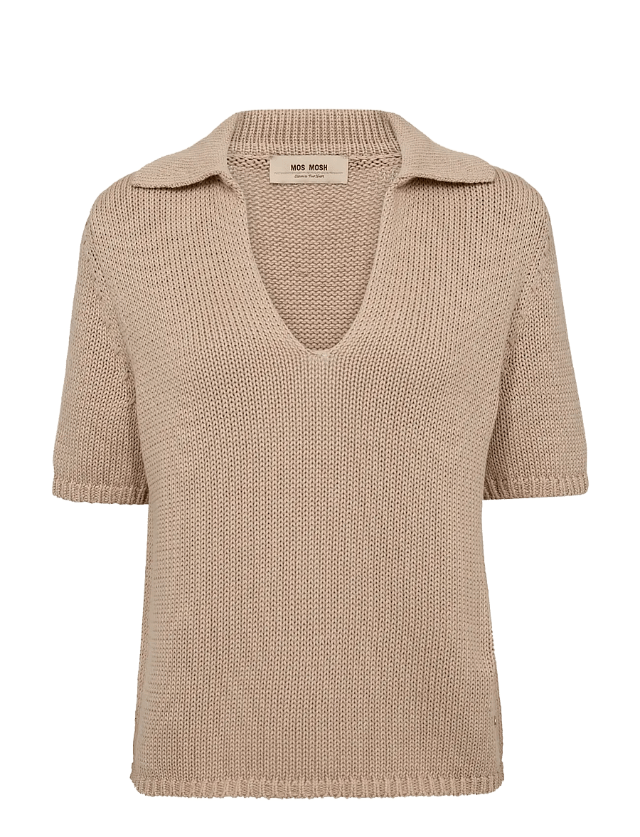 MOS MOSH - MMArin SS Collar Cotton Knit - jumpers - doeskin - 1