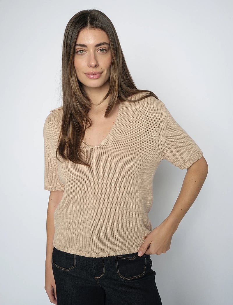 MOS MOSH - MMArin SS Collar Cotton Knit - jumpers - doeskin - 0