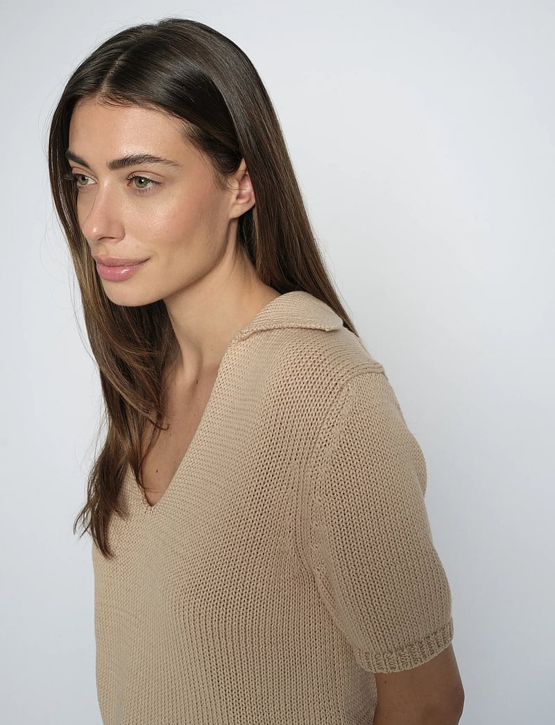 MOS MOSH - MMArin SS Collar Cotton Knit - jumpers - doeskin - 3