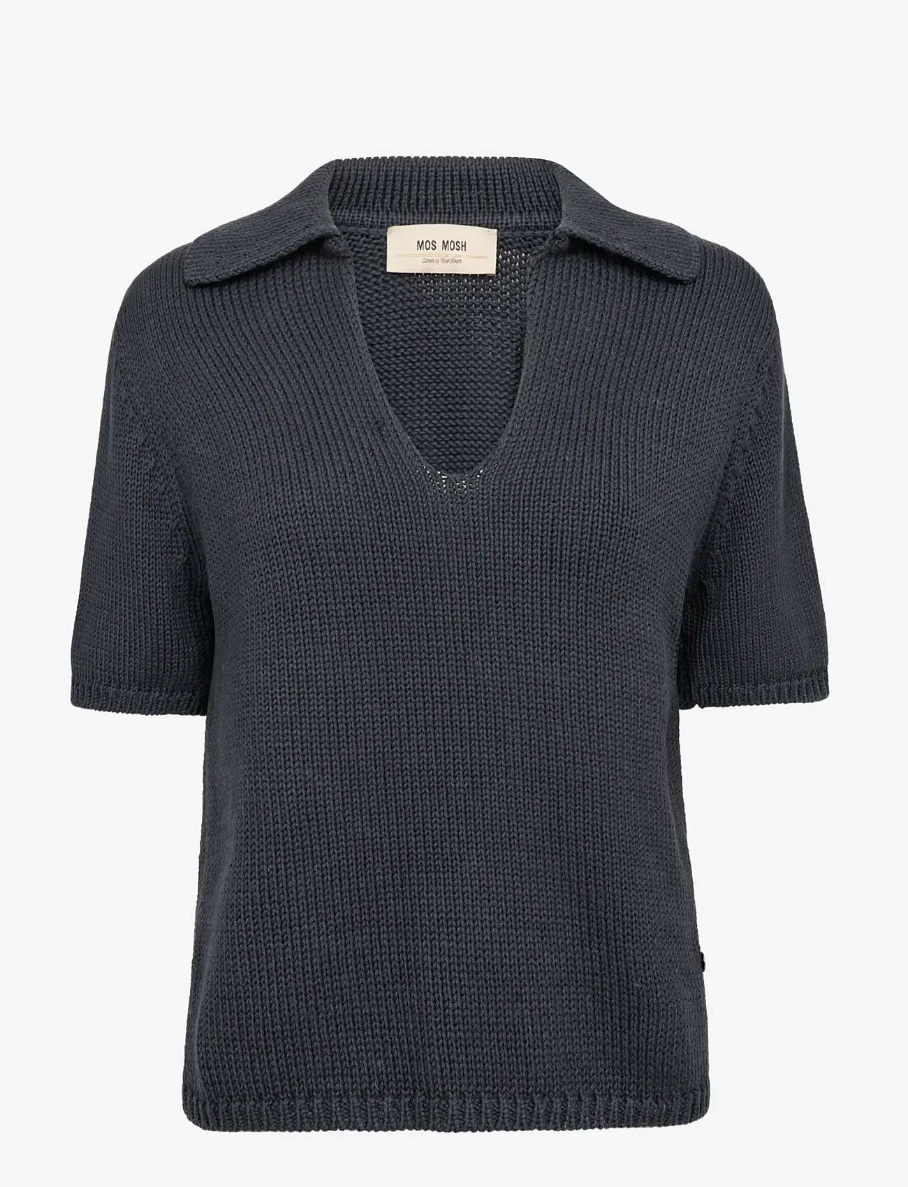 MOS MOSH - MMArin SS Collar Cotton Knit - striktrøjer - india ink - 0