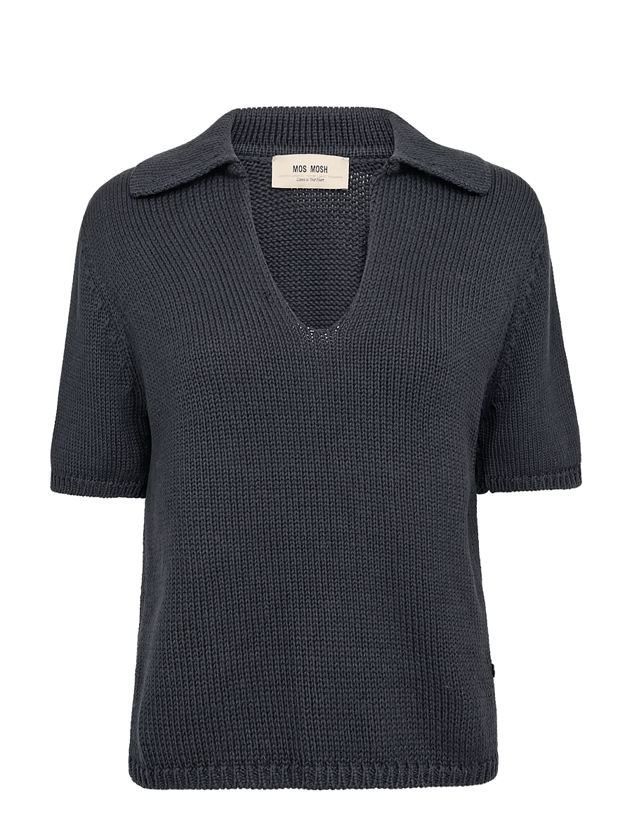 MOS MOSH - MMArin SS Collar Cotton Knit - jumpers - india ink - 0