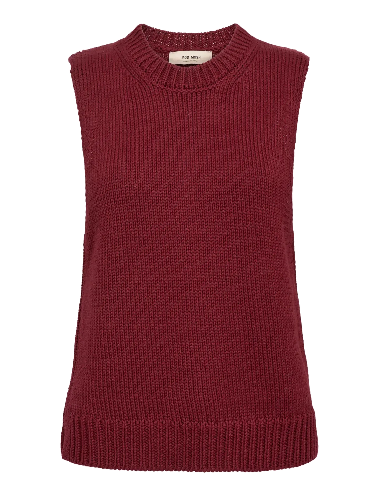 MOS MOSH Mmbine Cotton Sl Knit Top, Kvinder, Strikket Vest, Rød, Str: XL