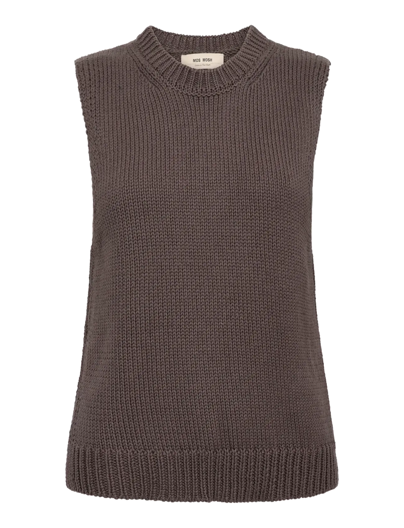 MOS MOSH MMBine Cotton SL Knit Top - T-shirts & Tops - SUBTERRANEAN / brown
