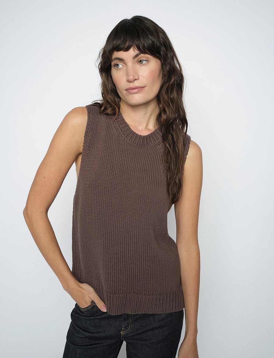 MOS MOSH - MMBine Cotton SL Knit Top - varrukateta topid - subterranean - 0