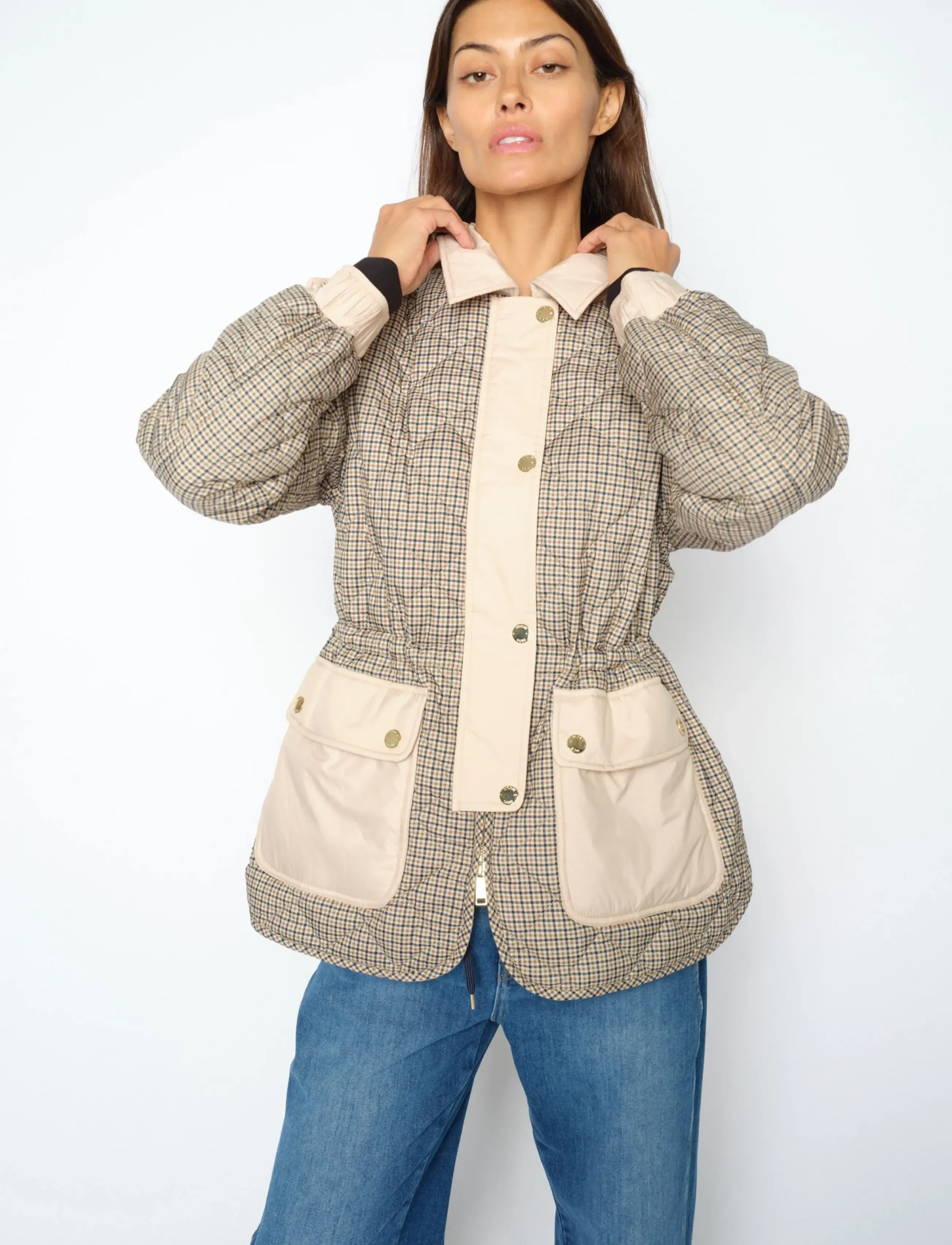 MOS MOSH Mmanna Rye Check Jacket, S, Jackets, Beige - Quilted Frauen