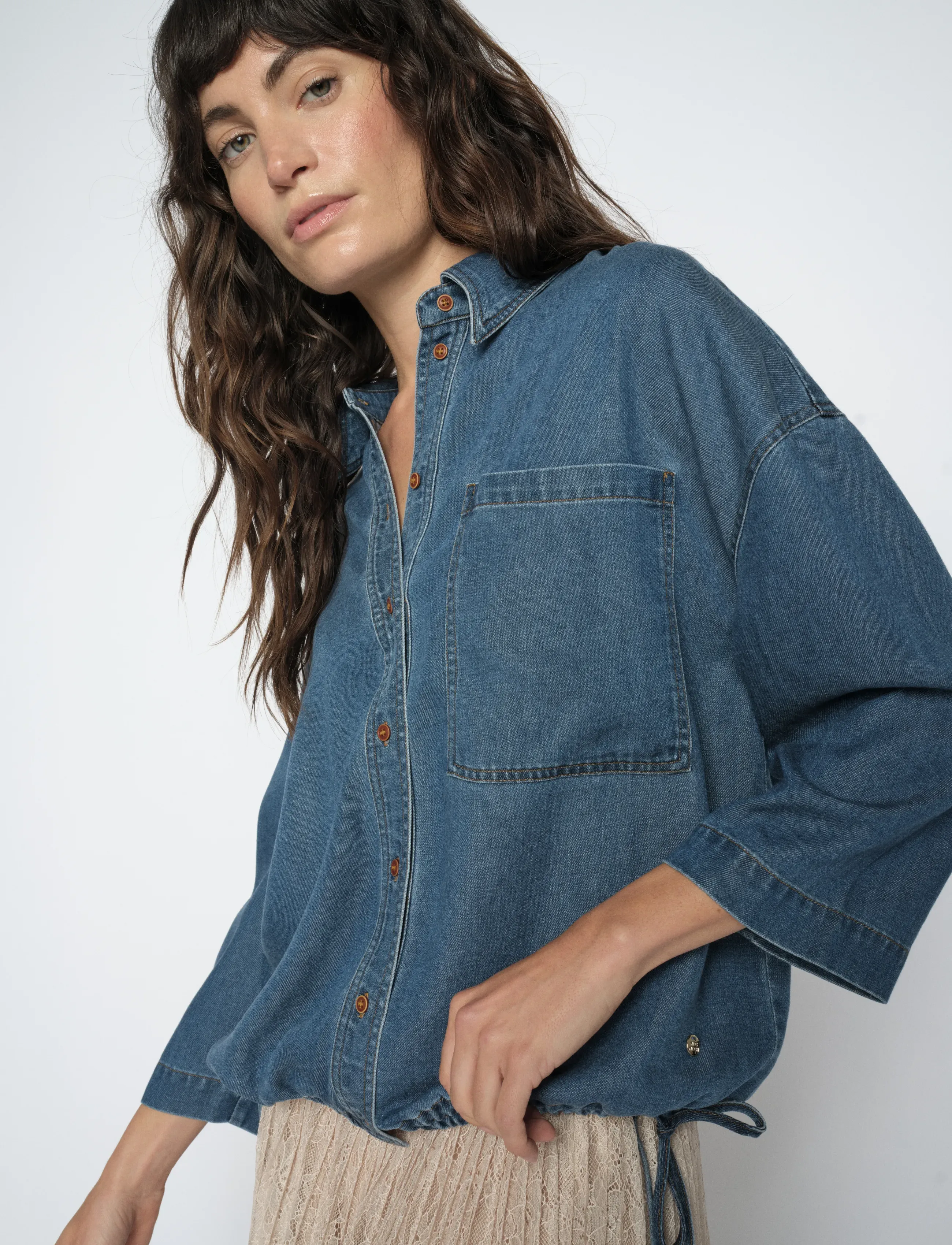 MOS MOSH Mmtessa Lich Shirt, S, Blue, Skjorter > Denim-Skjorter, Dame