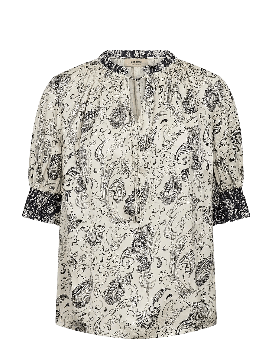 MOS MOSH - MMHamali Winding Blouse - kurzärmelige blusen - ecru - 1