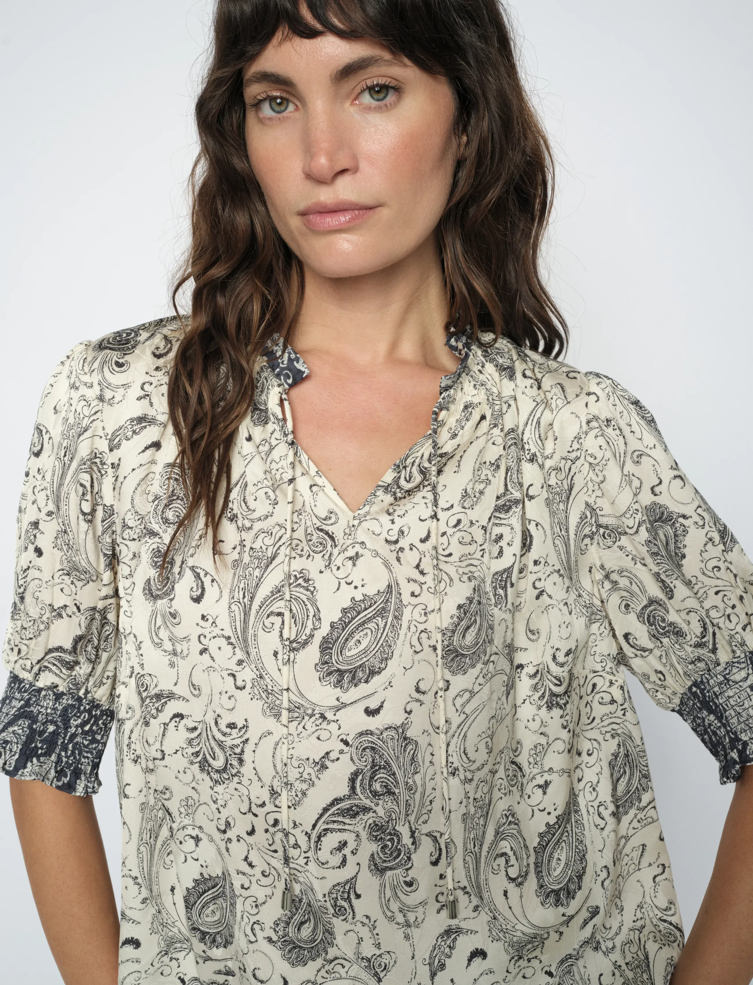 MOS MOSH Mmhamali Winding Blouse, M, Cream, Bluser > Kortærmede, Dame