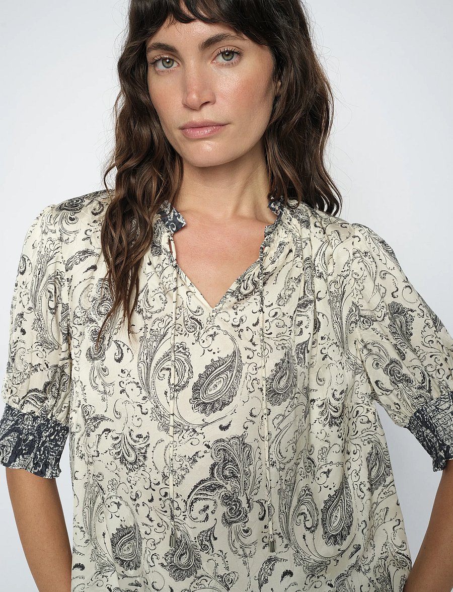 MOS MOSH - MMHamali Winding Blouse - kurzärmelige blusen - ecru - 0