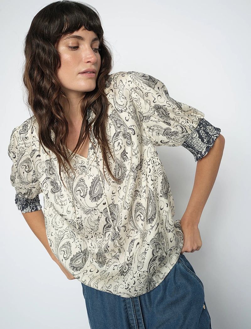 MOS MOSH - MMHamali Winding Blouse - kurzämlige blusen - ecru - 3