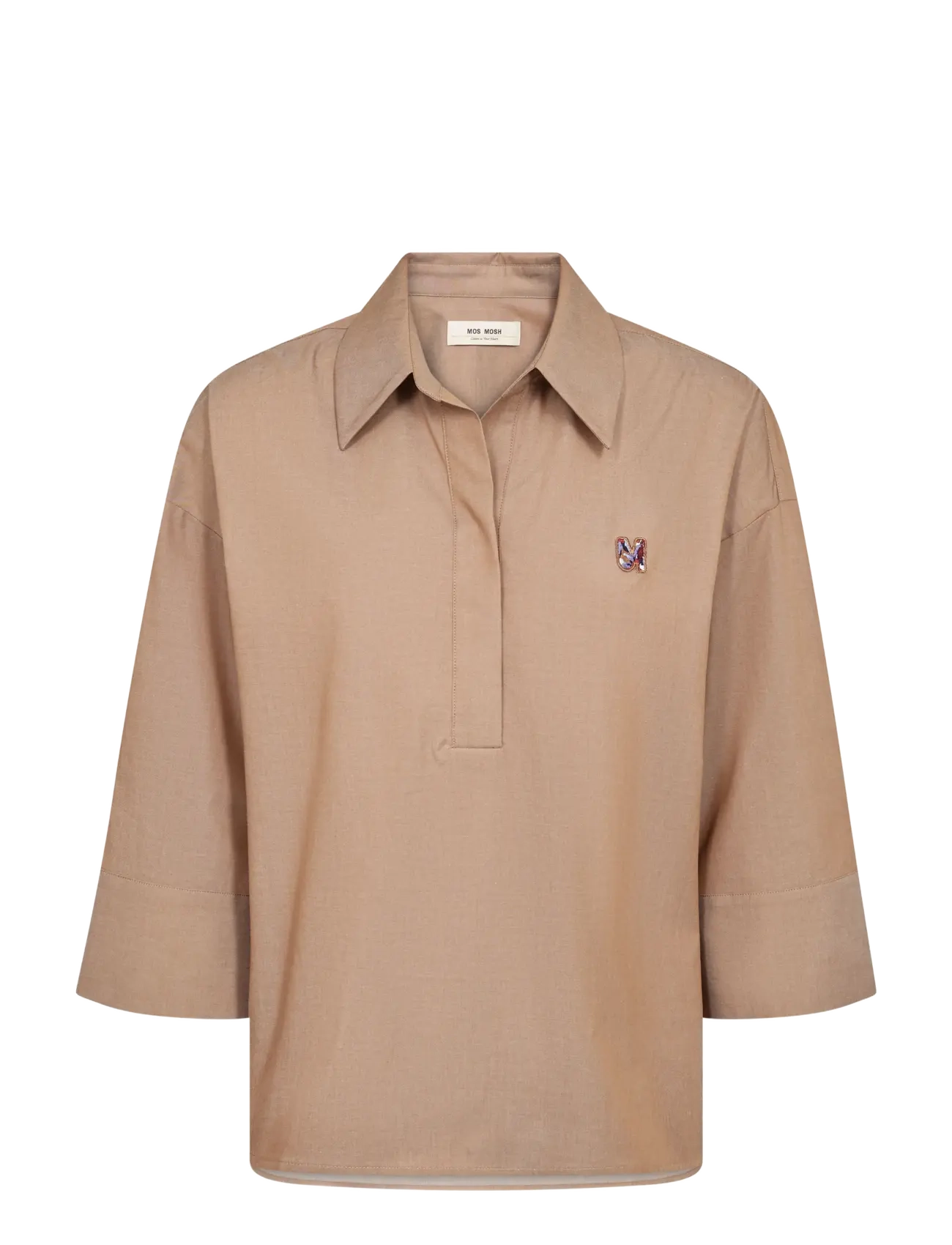 MOS MOSH - MMBritze Cam Cotton Blouse - short-sleeved shirts - dark camel - 1