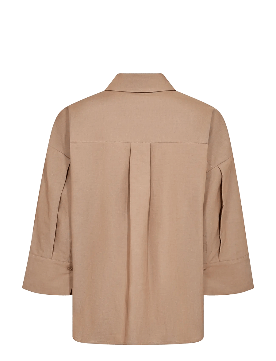 MOS MOSH - MMBritze Cam Cotton Blouse - short-sleeved shirts - dark camel - 2