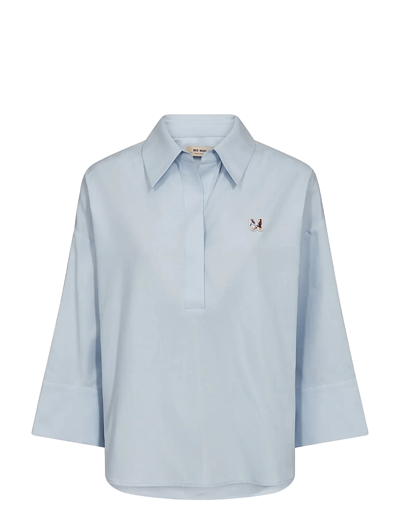 MOS MOSH - MMBritze Cam Cotton Blouse - langärmlige blusen - skyway - 1