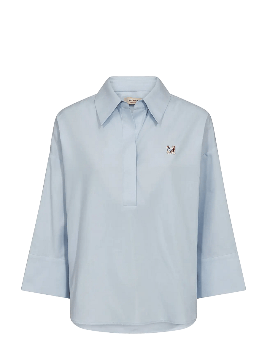 MOS MOSH - MMBritze Cam Cotton Blouse - langärmelige blusen - skyway - 1