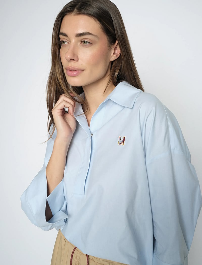 MOS MOSH - MMBritze Cam Cotton Blouse - langärmlige blusen - skyway - 3
