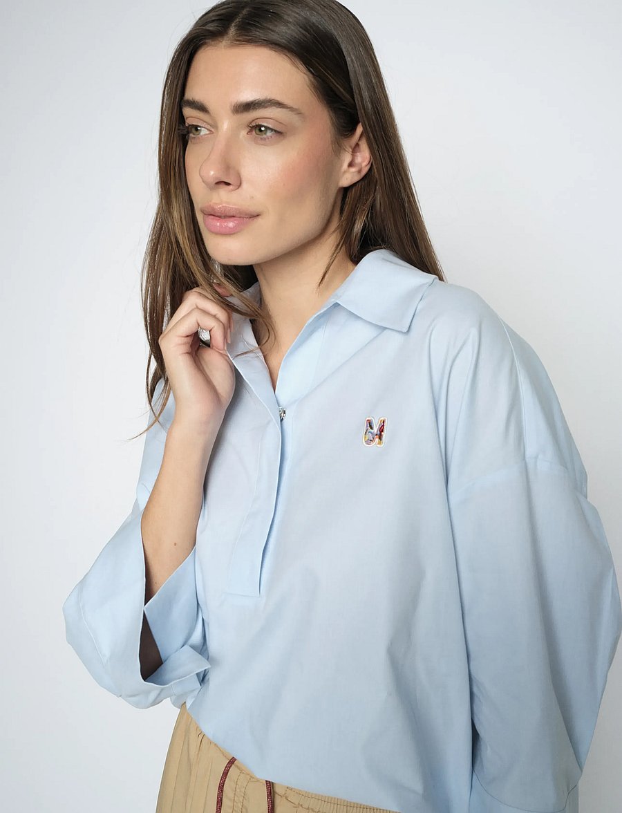 MOS MOSH - MMBritze Cam Cotton Blouse - langärmelige blusen - skyway - 3
