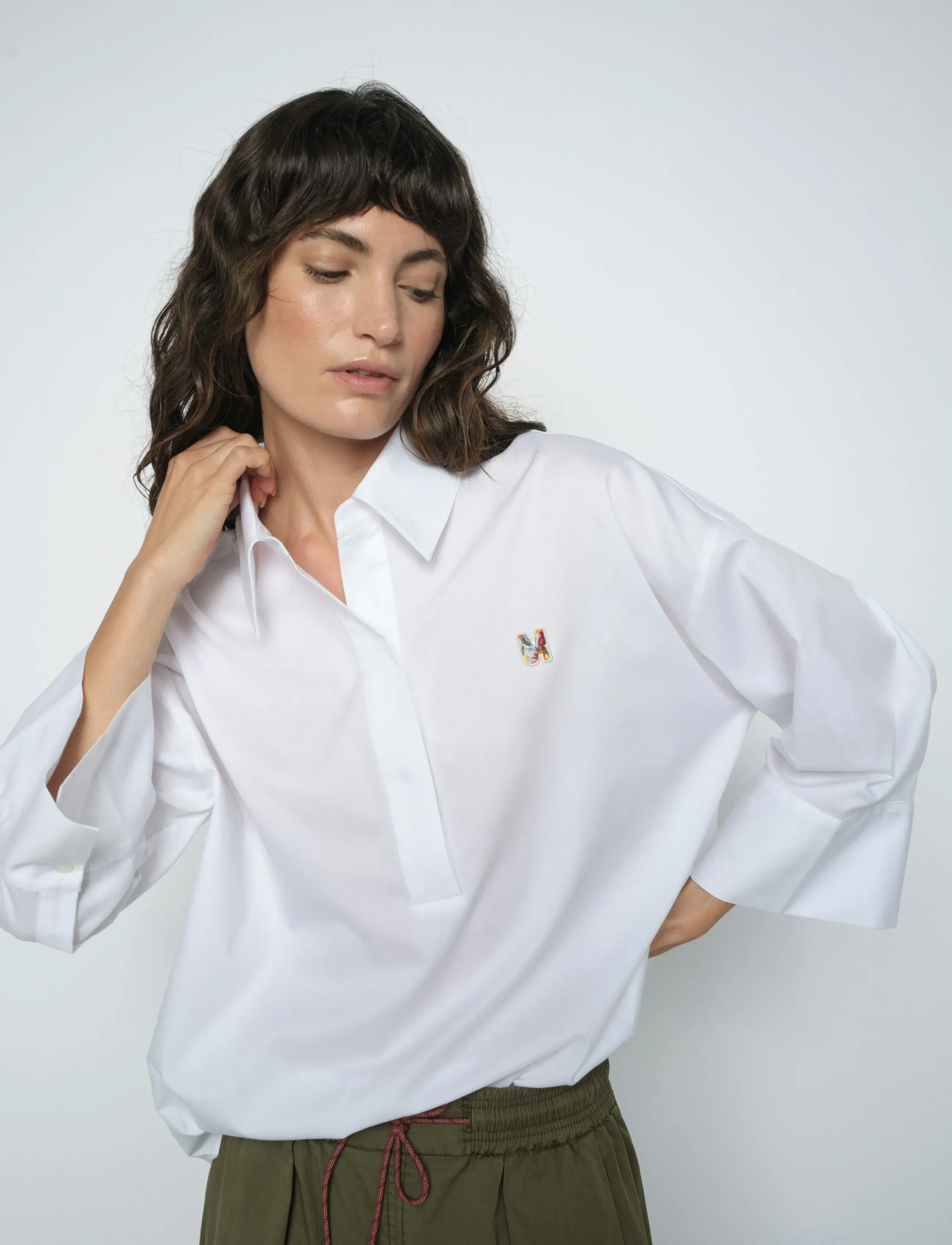 MOS MOSH Mmbritze Cam Cotton Blouse, Kvinder, Pullover Bluse, Hvid, Str: L