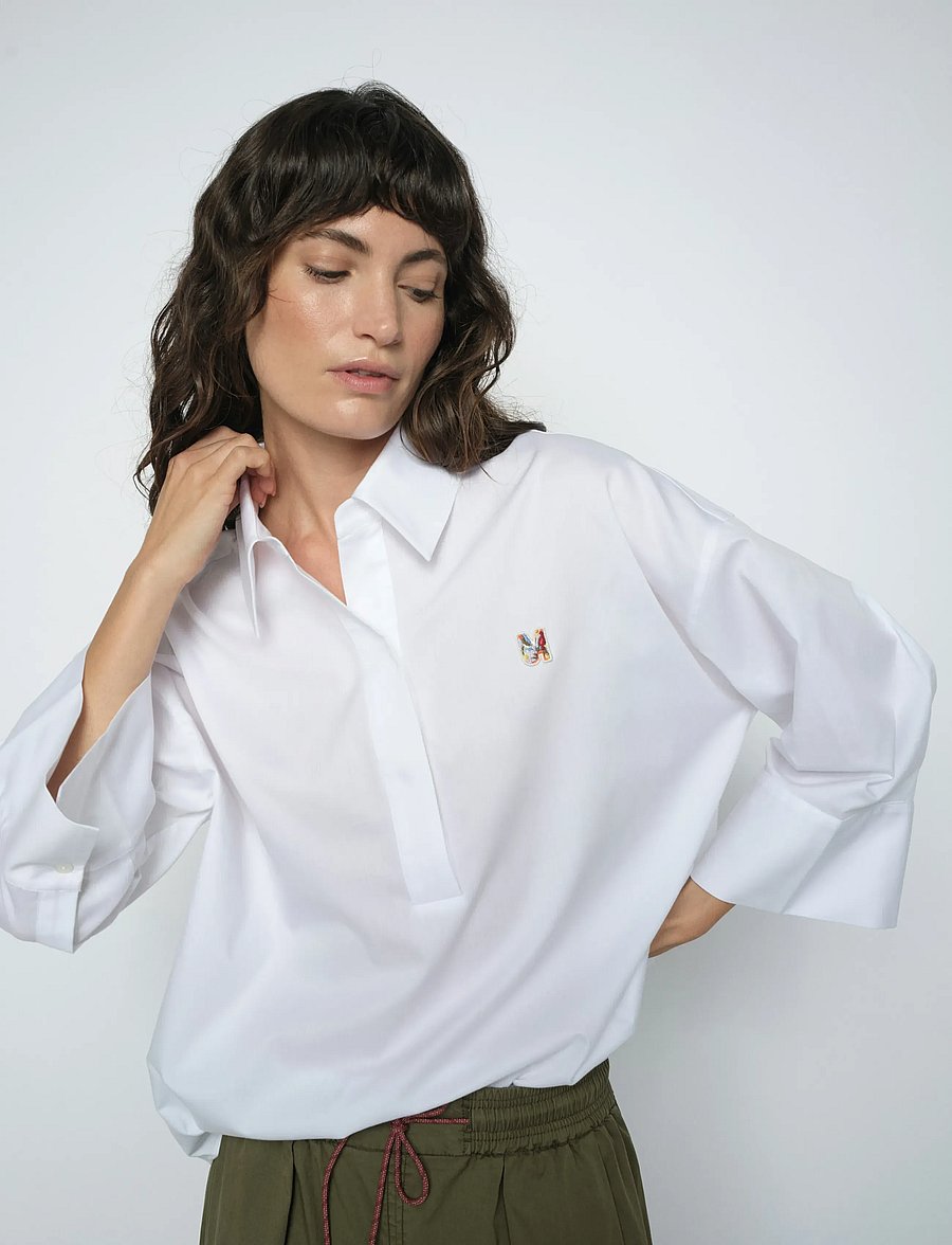 MOS MOSH - MMBritze Cam Cotton Blouse - langärmelige blusen - white - 0