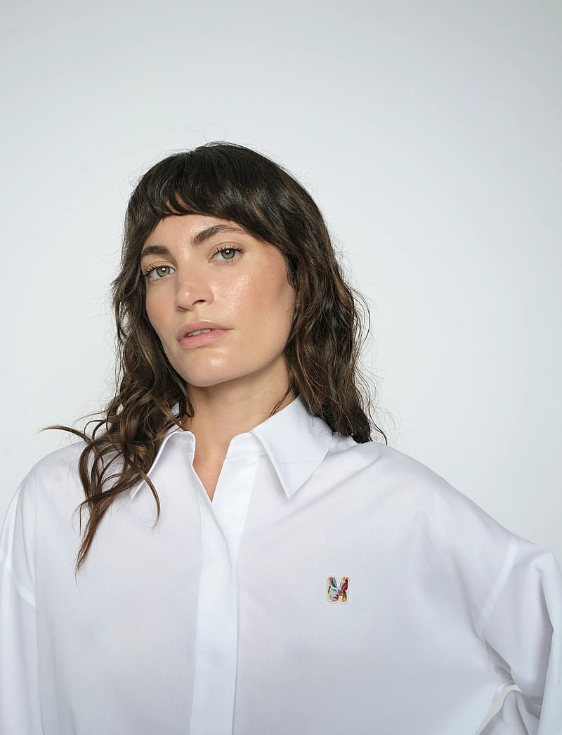 MOS MOSH - MMBritze Cam Cotton Blouse - langærmede bluser - white - 4