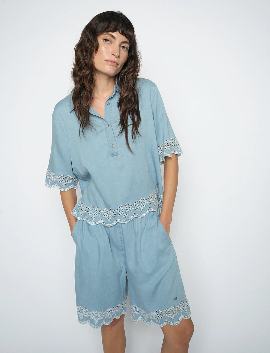MOS MOSH - MMMoody Softy Shorts - vabaaja lühikesed püksid - light blue - 3