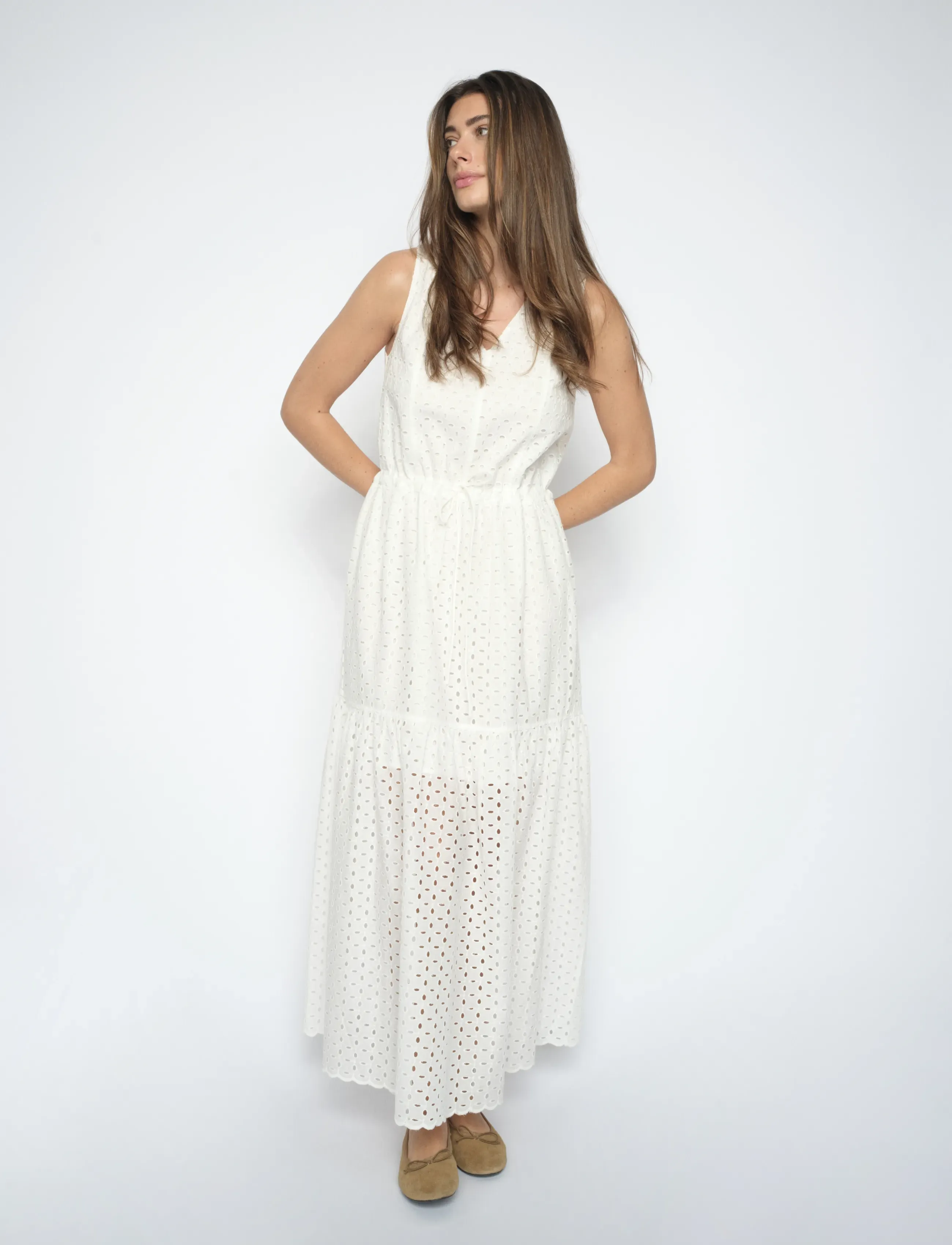 MOS MOSH Mmsabria Embo Sl Dress, S, Dresses, Weiß - Maxi Frauen