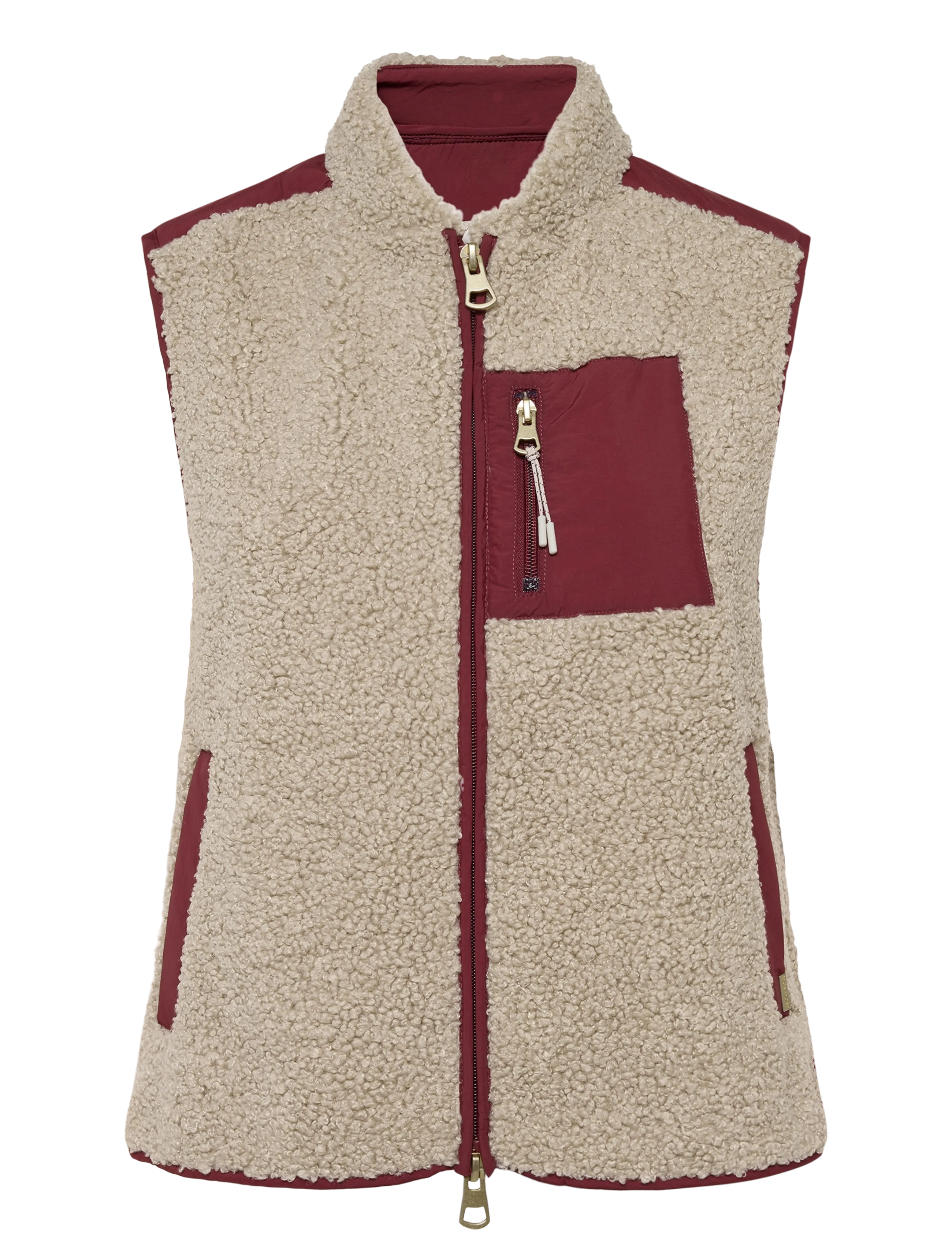MOS MOSH MMRowe Eli Teddy Vest - Tøj - CABERNET / beige