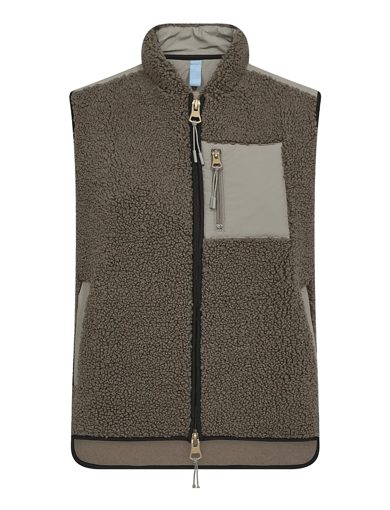 MOS MOSH - MMRowe Eli Teddy Vest - dusty olive - 1
