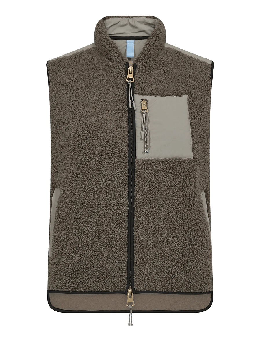 MOS MOSH - MMRowe Eli Teddy Vest - dusty olive - 1