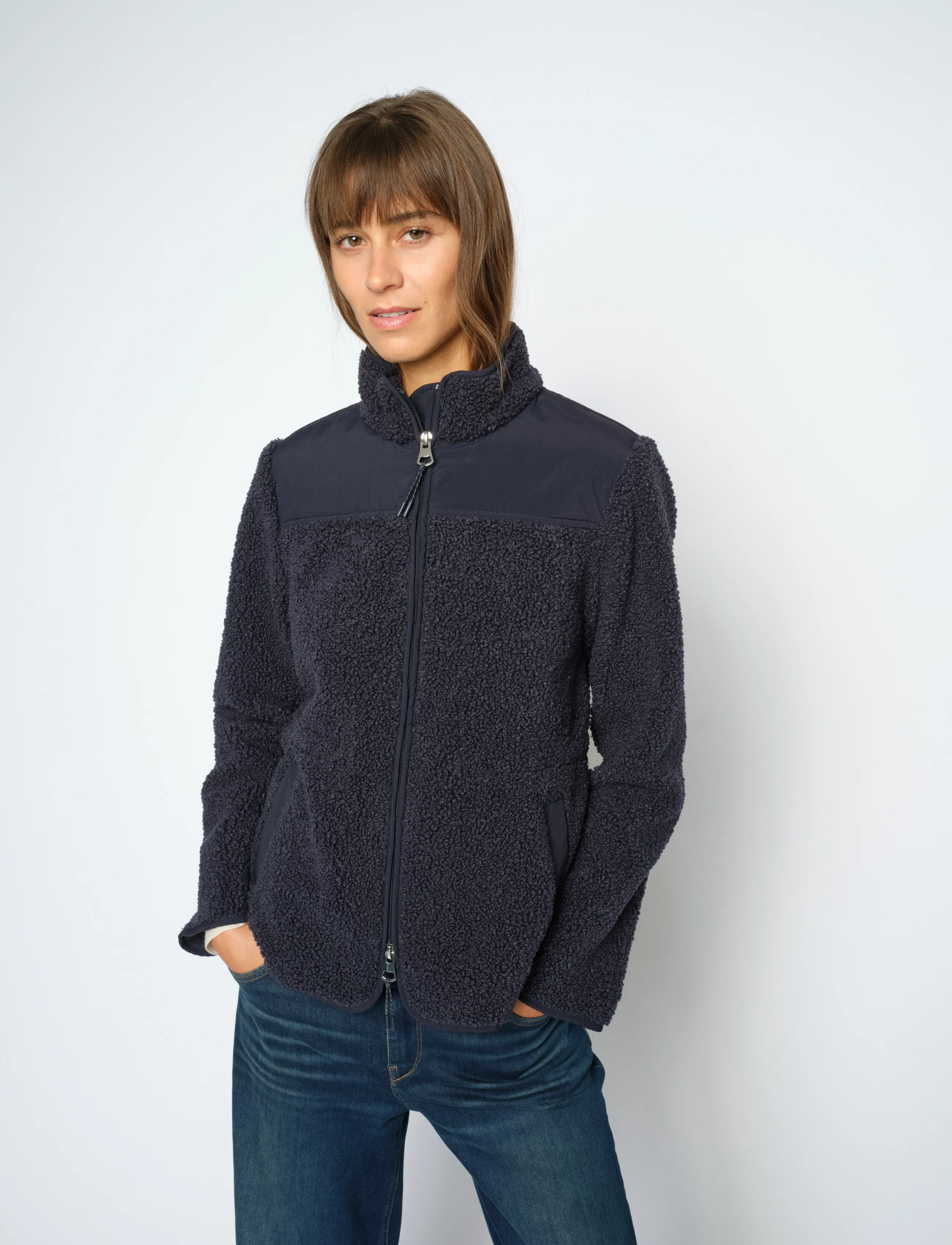 MOS MOSH Mmelisa Eli Teddy Jacket, XS, Jackets, Marineblau - Light-summer Frauen