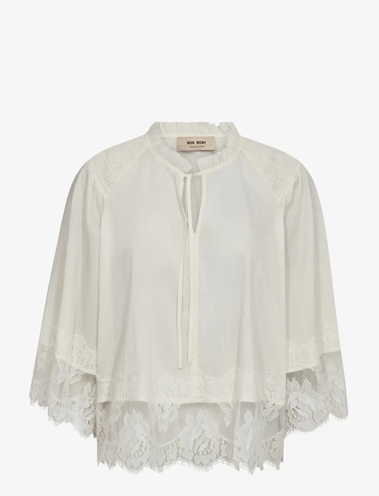 MOS MOSH - MMEisa Tess 3/4 Lace Blouse - kortærmede bluser - ecru - 1