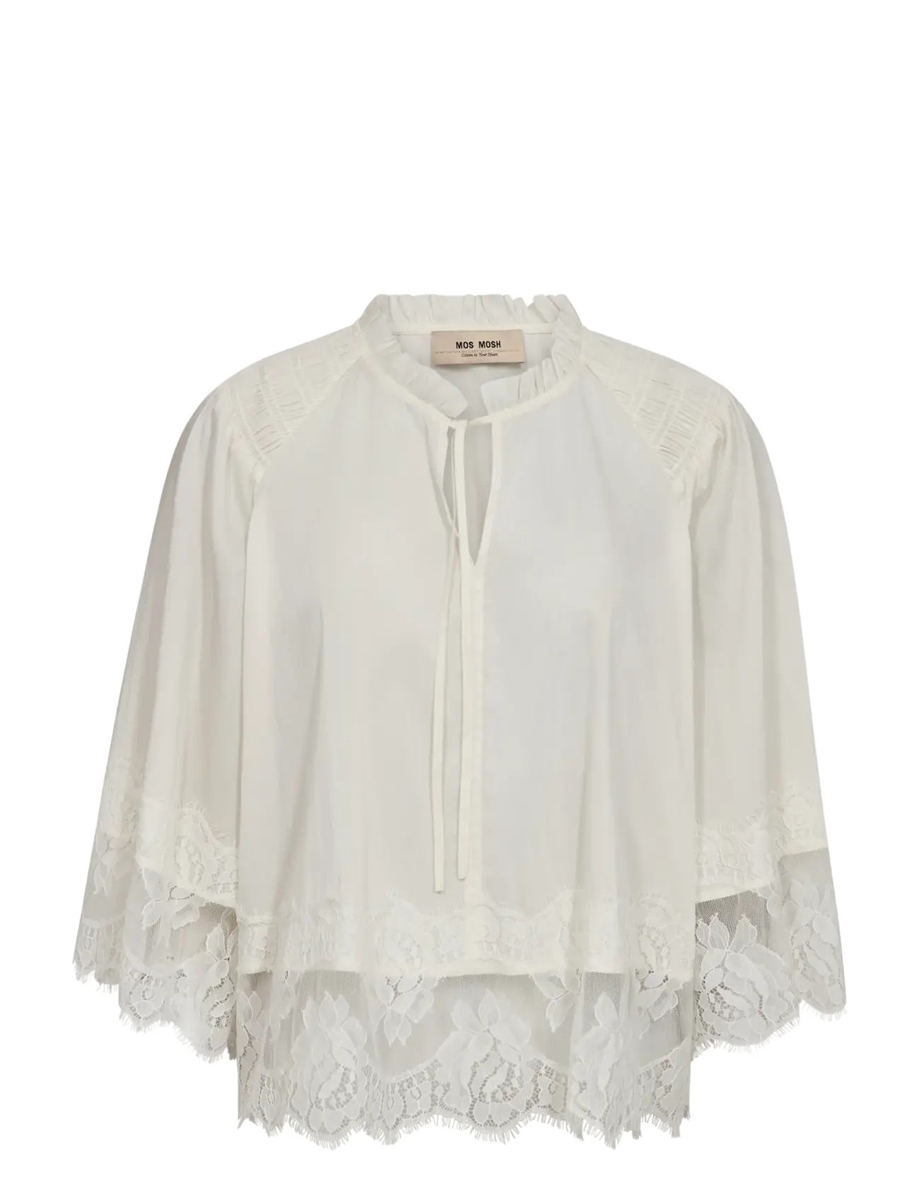 MOS MOSH MMEisa Tess 3/4 Lace Blouse - Modern femininity - ECRU / cream