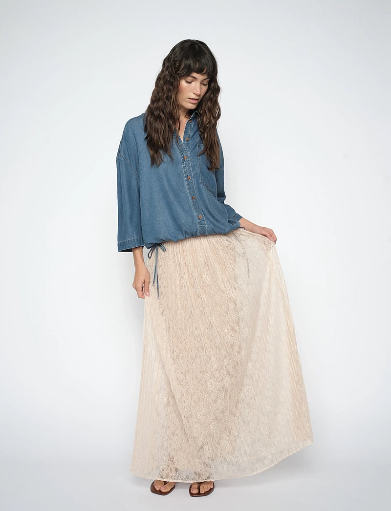 MOS MOSH - MMJurnee Lace Pleat Skirt - svārki ar ielocēm - doeskin - 3