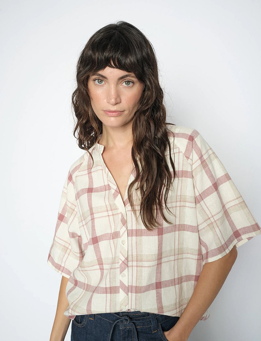 MOS MOSH - MMAssia Check Shirt - lühikeste varrukatega särgid - cowhide - 0