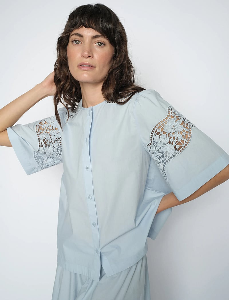 MOS MOSH - MMRooma Cotoni Shirt - kortærmede skjorter - skyway - 3
