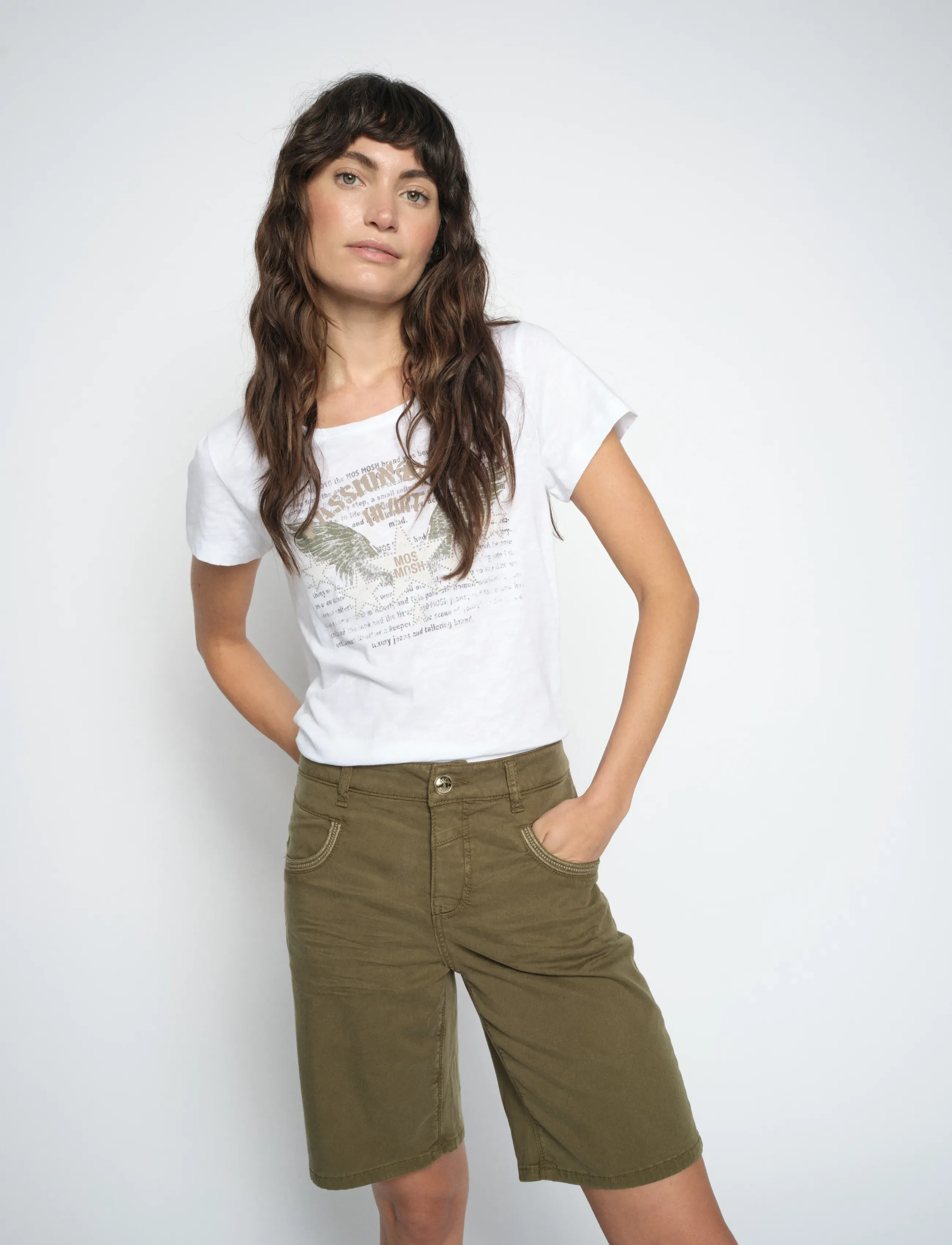 MOS MOSH Mmnaomi Treasure Shorts, 27, Khaki green, Shorts > Afslappede Shorts, Dame