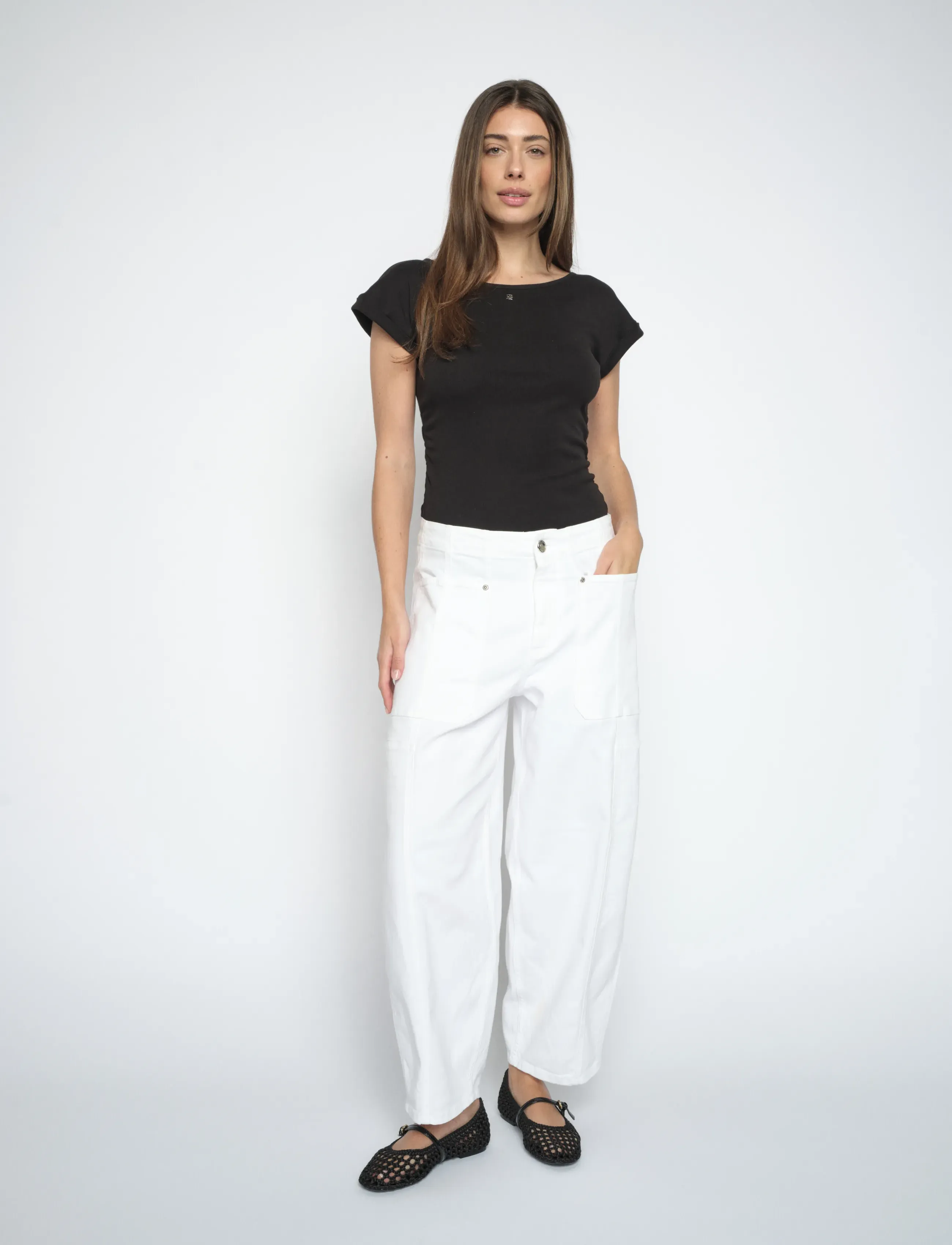MOS MOSH Mmrosy Bianco Pant, Kvinder, Højtaljede Ballonben Bukser, Hvid, Str: 28