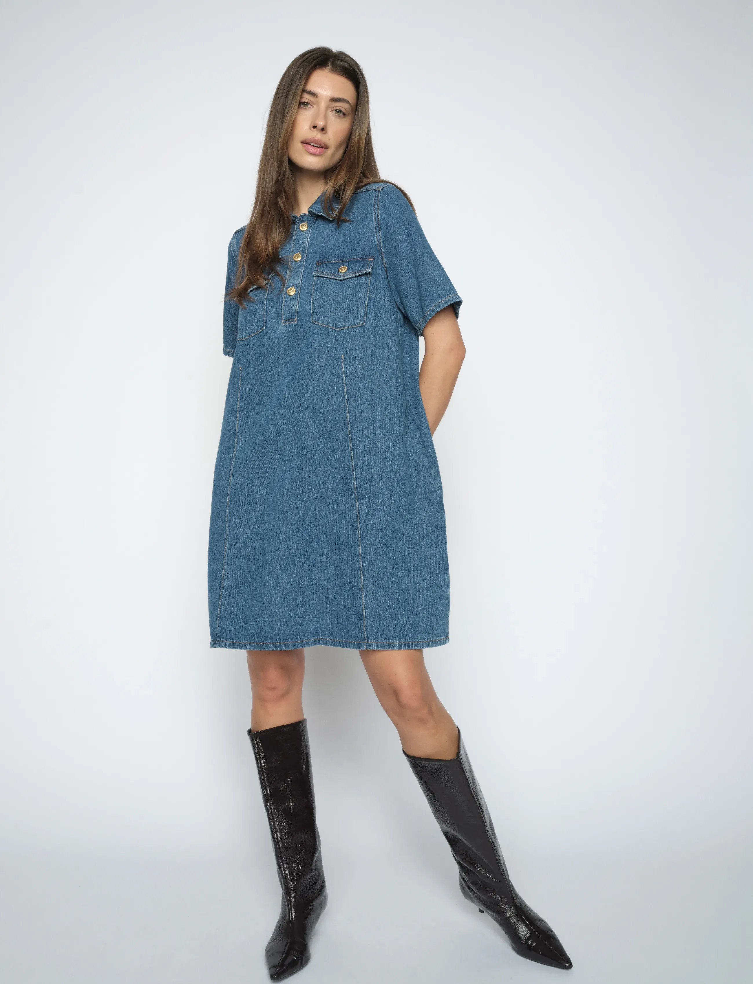 MOS MOSH Mmbiba East Dress, L, Blue, Kjoler > Skjortekjoler, Dame