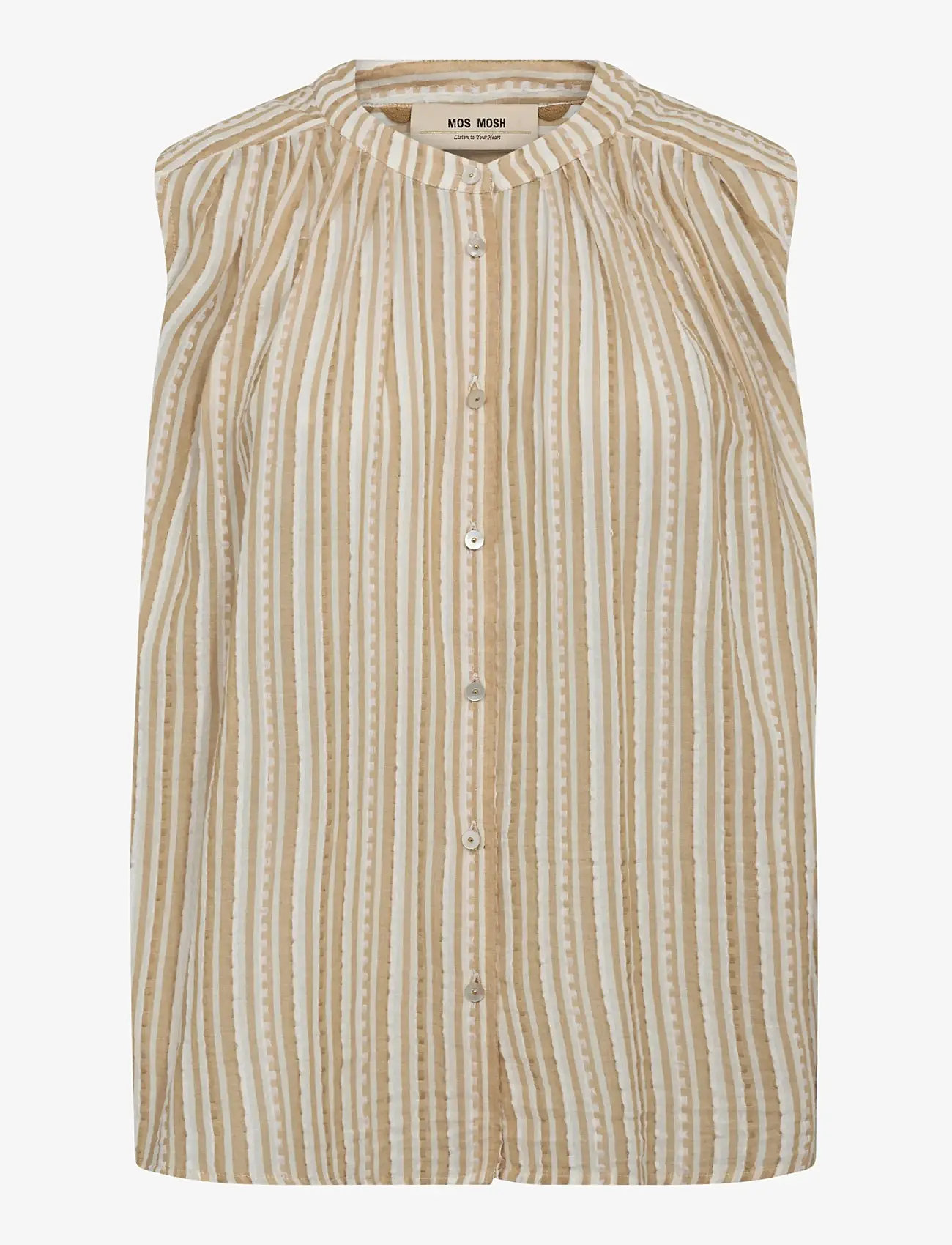 MOS MOSH - MMAmelia Stripe SL Blouse - Ærmeløse bluser - sesame - 1