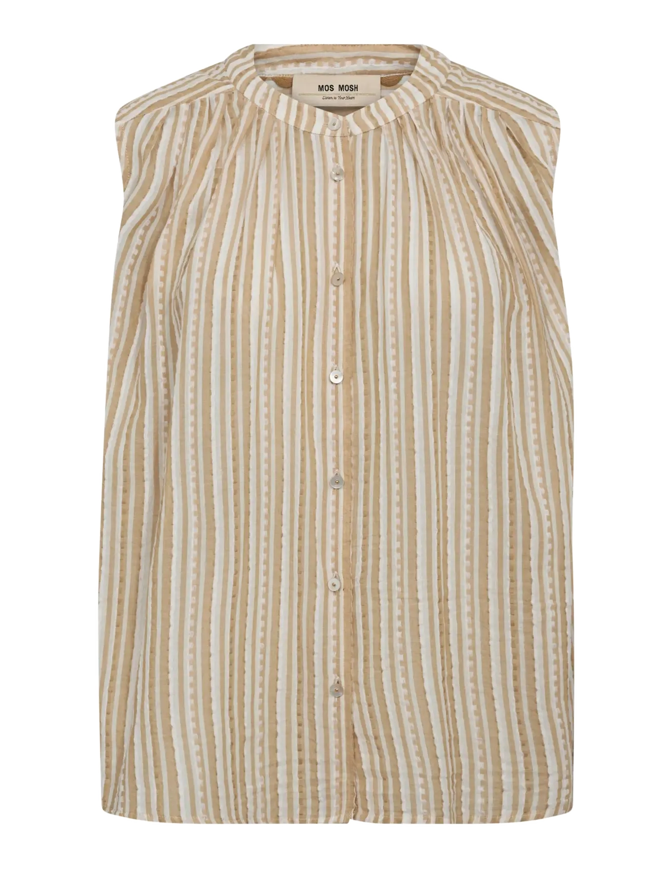 MOS MOSH MMAmelia Stripe SL Blouse - MOS MOSH - SESAME / beige