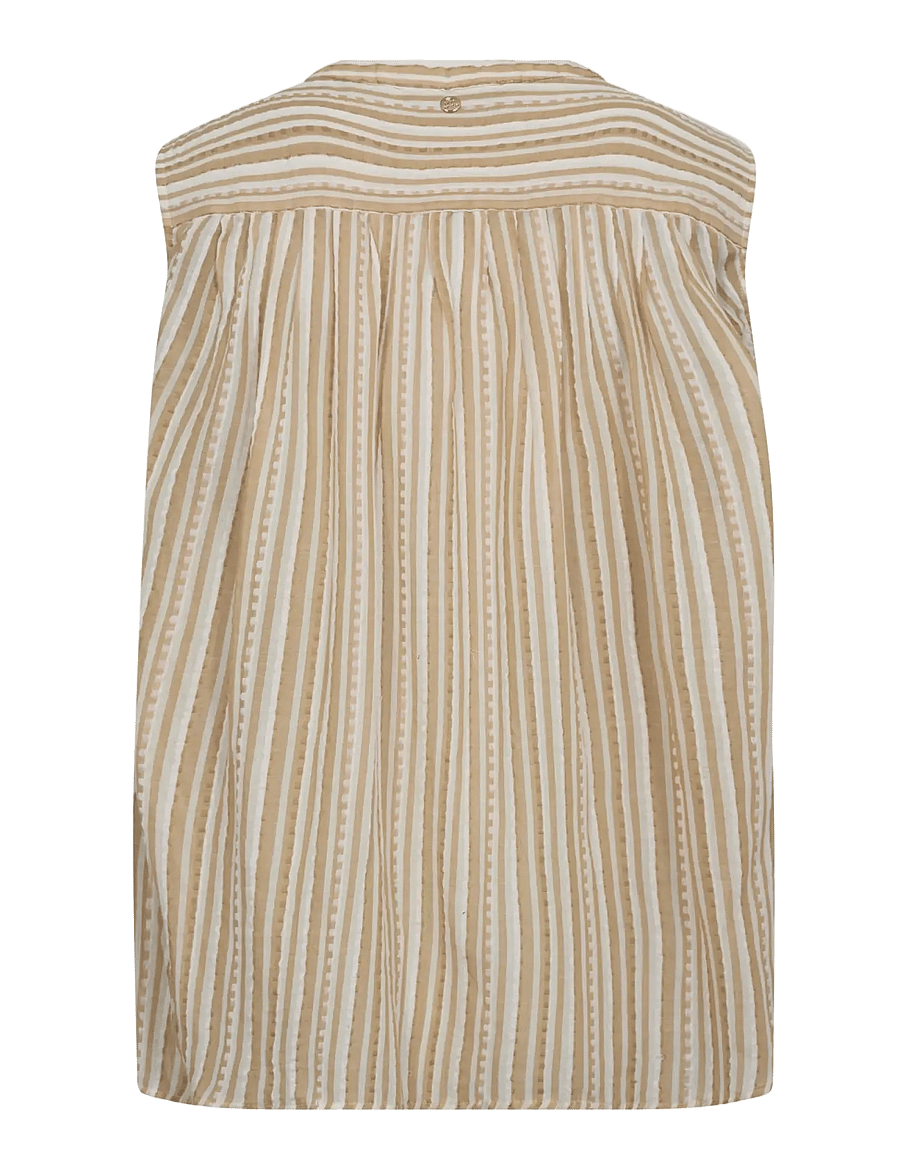 MOS MOSH - MMAmelia Stripe SL Blouse - ermeløse bluser - sesame - 2
