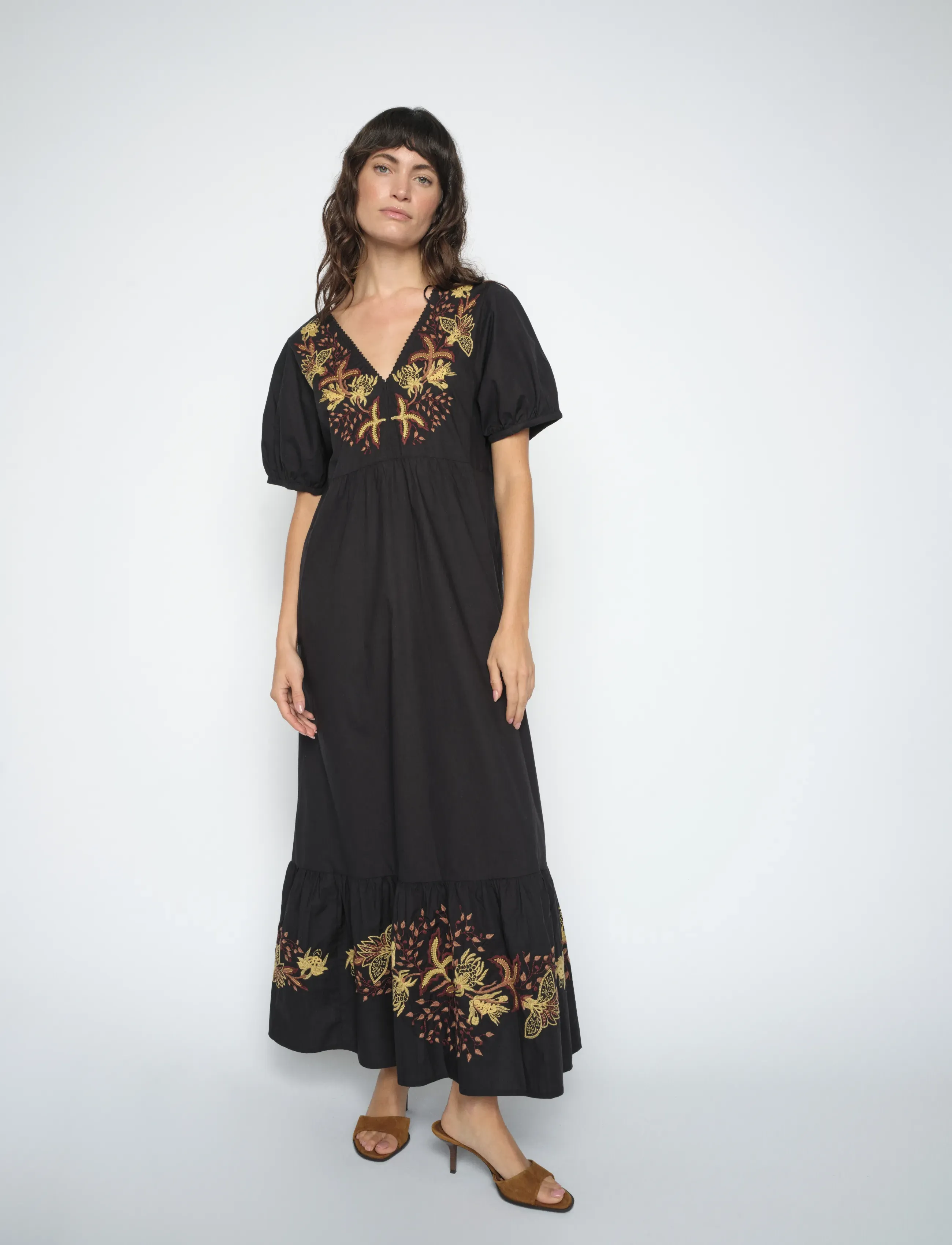 MOS MOSH Mmweras Embrea Dress, XL, Black, Kjoler > Maxikjole, Dame