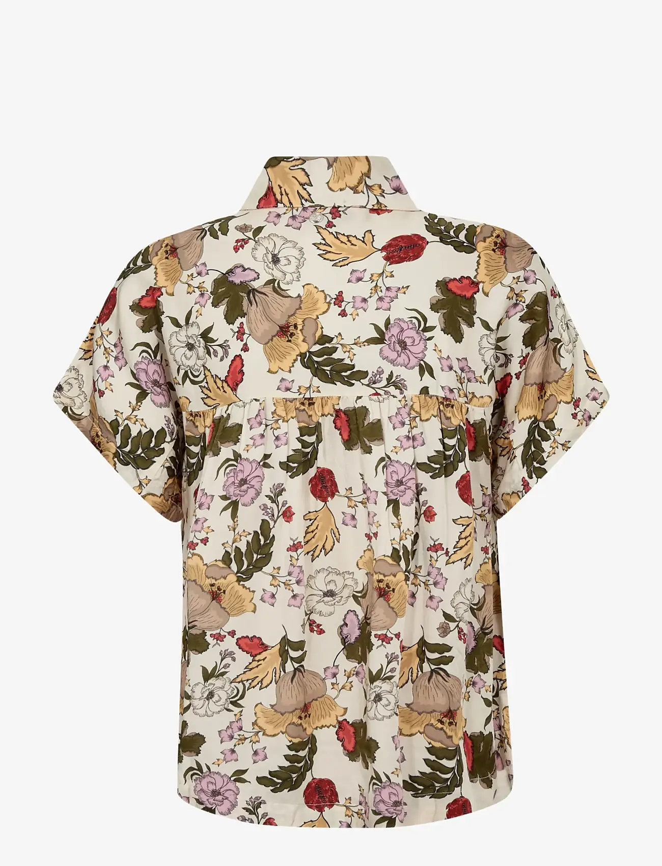 MOS MOSH - MMWinie Flowwi Blouse - kurzämlige blusen - ecru - 2
