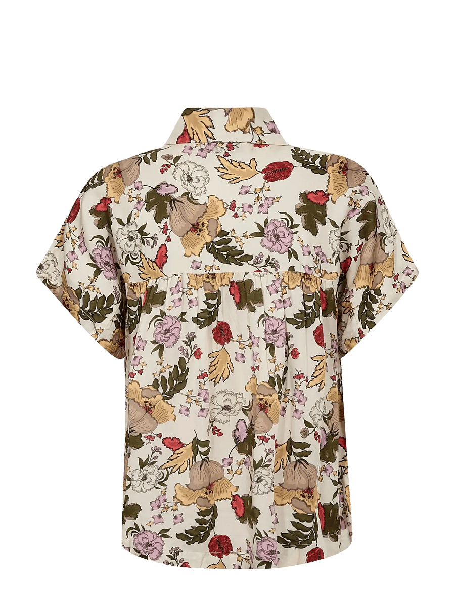 MOS MOSH - MMWinie Flowwi Blouse - kortærmede bluser - ecru - 2