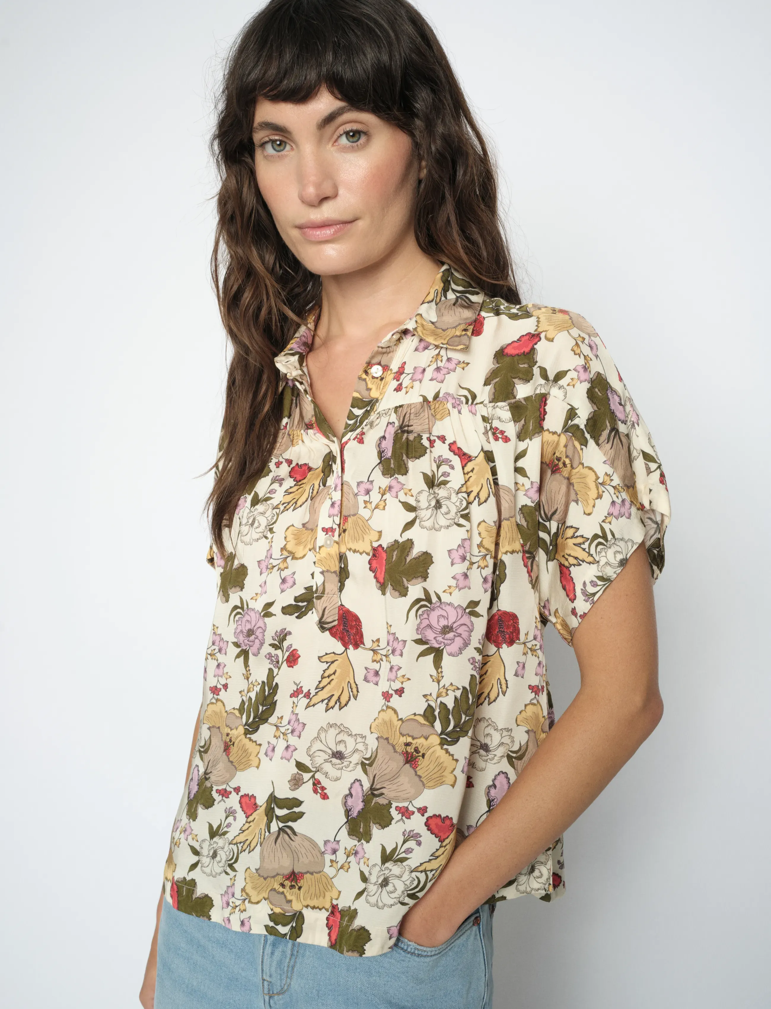 MOS MOSH Mmwinie Flowwi Blouse, L, Multi/patterned, Bluser > Kortærmede, Dame