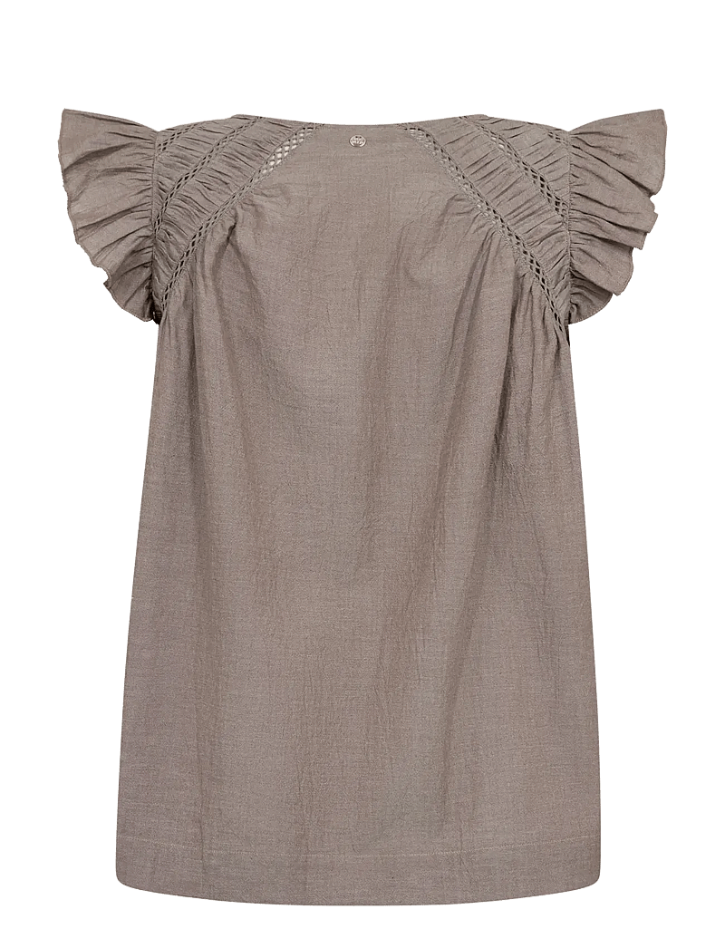 MOS MOSH - MMWoda Izha Blouse - kurzämlige blusen - chocolate chip - 2