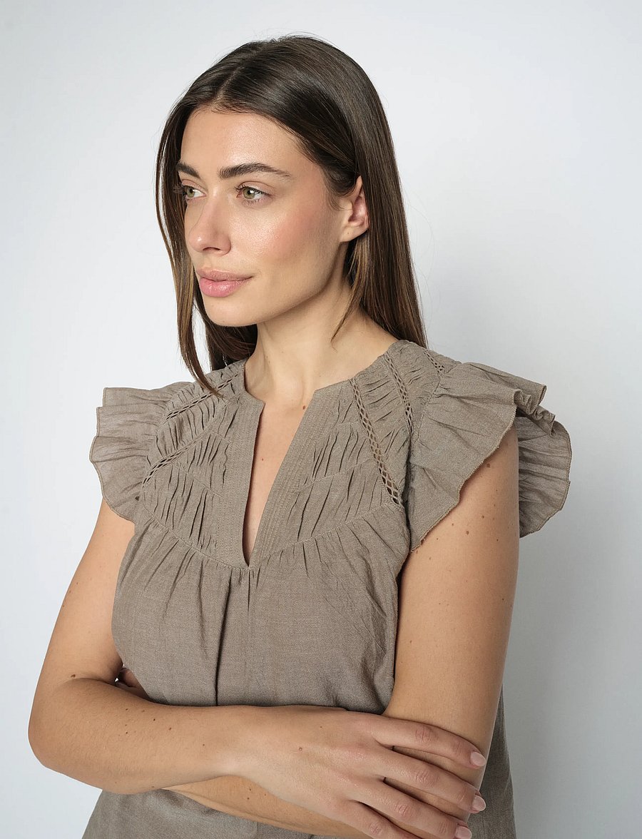 MOS MOSH - MMWoda Izha Blouse - kurzärmelige blusen - chocolate chip - 3